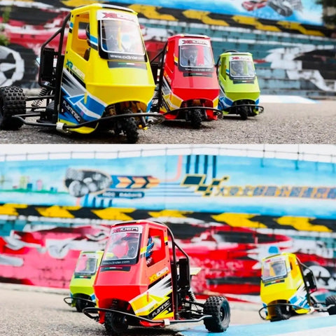 1 8 Scale RC X Rider Flamingos 2 4G 3WD 2 In 1 ESC High Speed RC Car Electric Tricycle Motorcycle RTR Drift Vehicle For Adults Green All Terrain Ready With Aluminum Bottom Plate Bumper Roll Cage Shaking Head Driver ABS Shell Water Cooled Radiator Model, front view