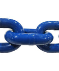 1/2 Inch Grade 100 Lifting Chain 20 Foot Bulk Straight Cut Plain Finish view of blue industrial lifting chain links