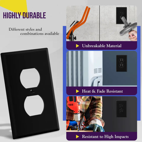 Reflective Acrylic Duplex Wall Plate With Mirrored Receptacle Plate For Oversized 1-Gang 5.50 By 3.50 Inches In Silver Finish Plexiglass Mirror Outlet Cover Heat And Impact Resistant