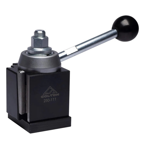 AXA Machinist Core Quick Change Wedge Tool Post Set For Lathes Up To 12 Inch Swing with Wedge Type Post shown in side view