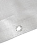 Close-up of silver side with grommet, Multi Purpose Waterproof Tarp Cover With Grommets 20 by 20 Feet 10 Mil Thick Heavy Duty