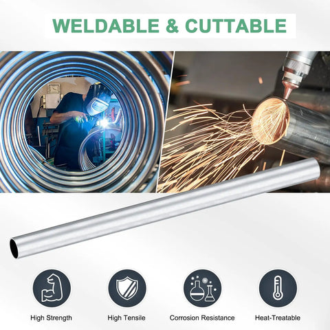 Welder and cutting sparks with Three Pack 250mm Aluminum Round Tubes 6063 Seamless With 15mm ID And 17mm OD Heavy Duty Metal Pipe