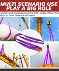Endless Round Lifting Sling 20 Ft Polyester Heavy Duty Hoist Strap 2600 Lb Vertical 5200 Lb Breaking Strength used in lifting scenarios