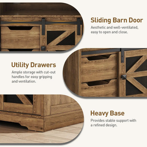 Top Shelf Farmhouse End Table With Built In Charging Station And Two Deep Storage Drawers Set Of Two sliding barn door and utility drawers.