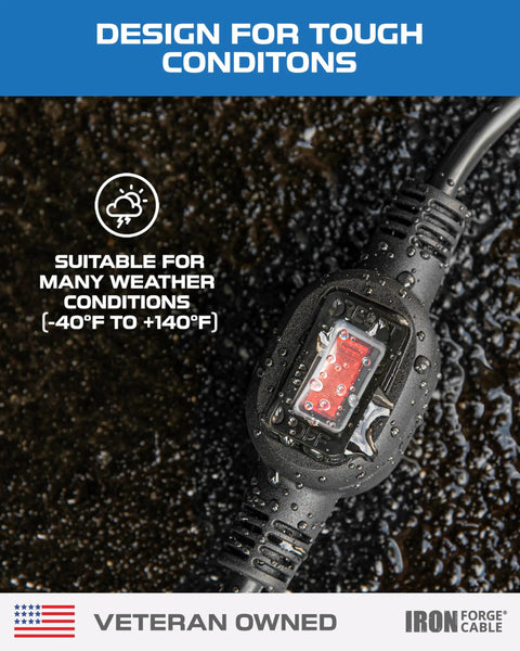 Slick Eight Foot Coiled Extension Cord With 16 Gauge Copper Wiring And Rock Solid Waterproof Power Switch showing durable switch in wet conditions.