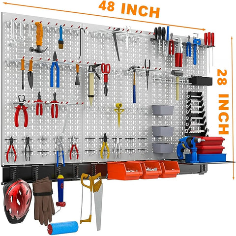 Boss Level Metal Pegboard Wall Organizer 48By24 Inch 109Piece Tool Storage Rack For Garage And Workshop Charcoal Powder Coat Rust Resistant Design Built To Go Hard With All Standard Hook Sets