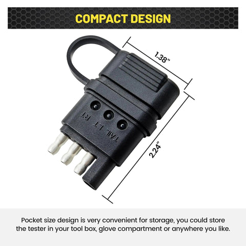 4 Way Flat Trailer Wiring Tester With Bright LED Indicators, Dual End 4 Pin Male And Female Connector, Easy Turn Signal And Tail Light Diagnostics, No Guesswork Troubleshooter For Hauling, compact black plastic tester, 2.24 in