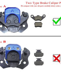 Front view of PRO BAT hydraulic brake caliper kit in blue with two pad types A and B and extra pads