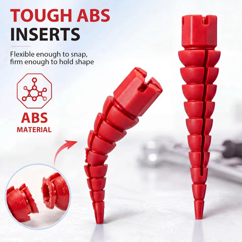 45 Piece Stripped Screw Hole Repair Kit For Wood And Furniture Fixes For Door Hinges And Cabinets Fits Two To Sixteen Wood Screws With Push In Plugs Red DIY Friendly Cabinet Doors Drawers And Furniture Repair Anchors ABS inserts shown