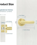 Three Pack Passage Door Handles Light Satin Brass Interior Door Levers size dimensions and specifications diagram