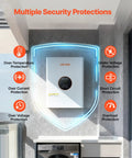 Heavy Lifting 6400W 48V Hybrid Solar Inverter With Built In 120A MPPT Charge Controller showing multiple security protections in a modern setting.