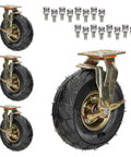 Badass Heavy Duty Pneumatic Caster Wheels With Swivel Brakes, 200mm rubber tires and metal frame for flatbed carts.