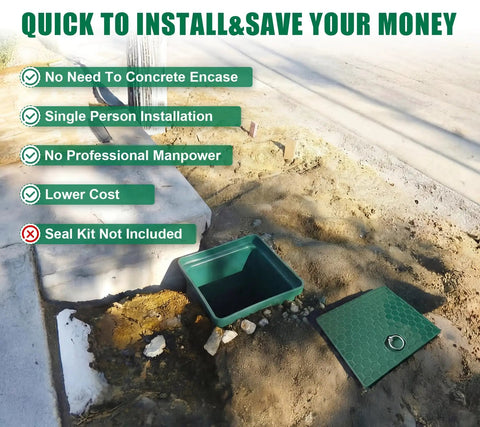 Installed Underground Splice Box With Solid Inspection Cover And Deep Plastic Enclosure For Cable Duct Access Electrical Junctions
