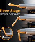 Three-stage clamping mechanism for 24 Inch Straight Edge Clamp Guide For Circular Saw Router Jigsaw And Drill Press Workhorse