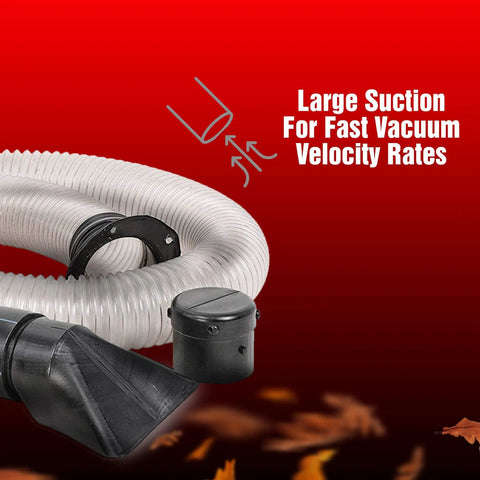 Heavy Duty 4 Inch By 10 Foot Leaf Vacuum Kit With Mulcher Shredder Attachment showing large suction hose and nozzle