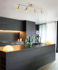 Pratt 4 Light Track Lighting In Matte Brass Gold With Pivoting Heads For Modern Glam Illumination in stylish kitchen setting