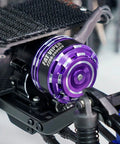 Beefed Up Fat Viper 2204 2400KV Brushless Outrunner Motor And Transmission mounted on RC chassis close-up