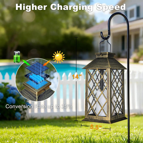 Solar Lanterns Outdoor Waterproof Garden Lanterns With Metal Leaf Pattern Dusk To Dawn Solar Powered Hanging Lights for patio