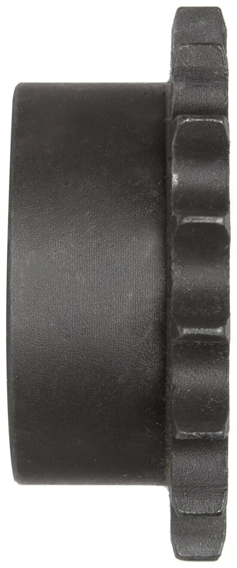 Pro Grade Rock Solid Roller Chain Sprocket With Type B Hub, Single Strand 08B Chain Setup, 114 Teeth, 25 Millimeter Bore, side view image.