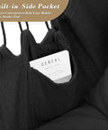 Close-up of Chill Macrame Hammock Chair With Two Cushions For Indoor Outdoor Use Hanging Rope Swing Chair Supports Up To 350 Lbs Anti Slip Spreader Bar And Pocket Black showing built-in side pocket with magazine.