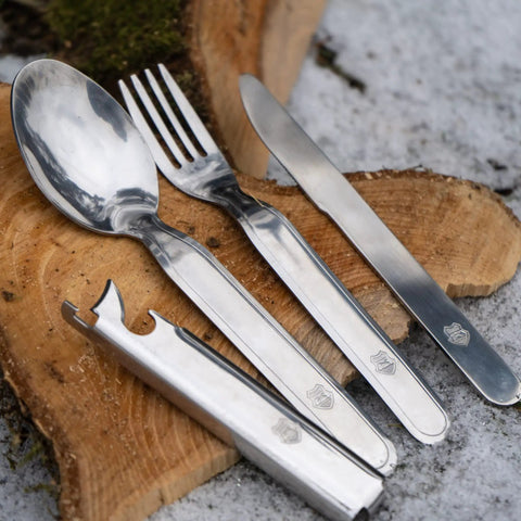 Hungarian Army Cutlery Set 4 Pieces Military Issue Camping Utensils Kit With 5 In 1 Detachable Fork Spoon Knife Can Bottle Opener