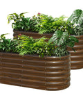 Galvanized Steel Raised Garden Bed Kit 2 Pack 4x2x2 Feet Metal Planter Box For Veggies Flowers And Herbs with plants visible