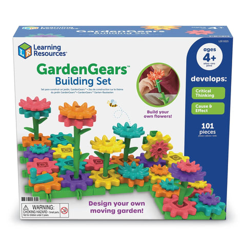 Box of GardenGears 101 Piece Gear Building Set For Kids So They Can Build Twisting Gardens While Learning Cause Effect Sequencing