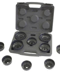 Heavy Duty End Cap Wrench Set 10 Piece HD Filter Wrenches for Domestic and Import Cars in storage case with steel construction