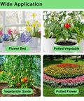 Wide application of Ultimate 250 Ft Drip Irrigation Kit in flower beds, potted vegetables, vegetable gardens, and flower displays.