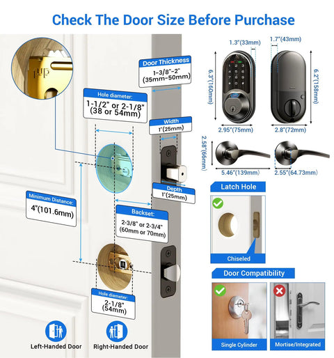 Heavy Duty Fingerprint Smart Lock With Dual Lever Handles In Matte Black For Zero Hassle Keyless Entry And Full Smartphone App Control To Secure Your Place Without The Stress