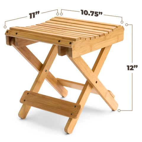 Foldable Shower Stool For Tiny Bathrooms Bamboo Foot Rest And Shaving Stool Space Saver Portable Folding Shower Bench