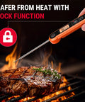 Digital Instant Read Meat Thermometer For Grilling And Kitchen Use with lock function measuring steak on grill