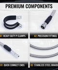 Ultimate Stainless Steel Fuel Line Kit Replaces Chevy And Gmc 819-846 Braided Hose Set For Quick Swap Fixing Rust Leaks And Ensuring Rock Solid Engine Performance Under Squeeze. stainless steel braided fuel line kit with P-clamps and quick-connect ends