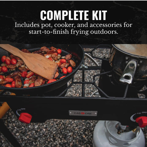 Propane Double Burner Camp Stove For Outdoor Cooking With Two Burners High Heat Adjustable PSI Regulator Four Foot Hose