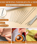 Big Eye Steel Sewing Needles Kit With 42 Pieces, 6 Sizes for hand sewing, showing needles, button sewing, embroidery, mending.
