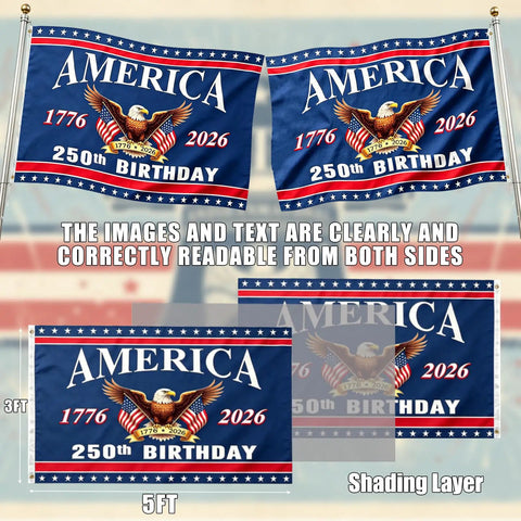 Double Sided 3 Ply Outdoor American Flag For Independence Day Decor 250th Anniversary USA Flag Durable Polyester For Outdoor Use