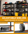 Heavy Duty 5 Tier Garage Shelving Unit With 2500 Pound Capacity, 72 Inch High, adjustable shelves in a garage setup