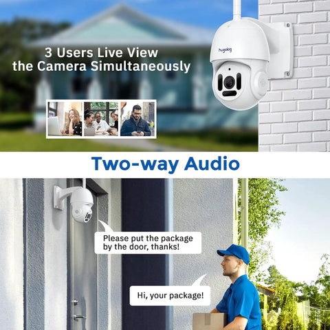 1080P WiFi Outdoor Security Cam With Motion Alerts Two Way Audio Infrared Night Vision Waterproof Shield SD Card Slot Or Cloud Storage Compatible With Alexa Real Time Mobile Alerts And Live View