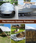 Heavy Duty Waterproof Tarp 8x10 Feet With 14 Mil Thick Tear Resistant Construction UV Shield Reinforced Edges In Use