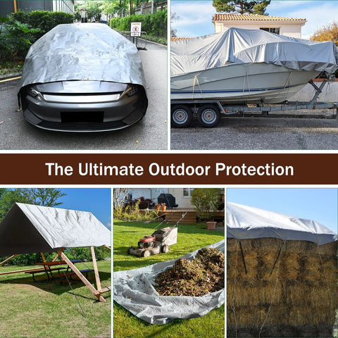 Heavy Duty Waterproof Tarp 8x10 Feet With 14 Mil Thick Tear Resistant Construction UV Shield Reinforced Edges In Use