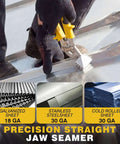 Pro Grade Offset Hand Seamer Set 3 Inch and 6 Inch Wide Jaw Sheet Metal Benders in use on metal surface