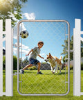 Adjustable Chain Link Fence Gate 32 By 46 Inches, Rust Resistant Galvanized Steel, installed in backyard without posts