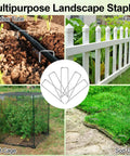 Heavy Duty Tough As Nails 5 Inch 11 Gauge Galvanized Garden Stakes U Shaped Ground Staples for landscaping projects illustration.