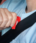 Person using 2 In 1 Emergency Car Escape Tool Keychain Hammer With Seatbelt Cutter And Window Breaker, Compact Red Lifesaver