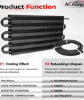 6 Pass Ultra Cool Tube and Fin Transmission Cooler For Engine Oil And Transmission Cooling, aluminum with hose and specs