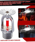 Heavy Duty Copper Pendent Fire Sprinkler Head For Quick Response Water Spray Kit with Snug Half Inch Thread, showing activation and water spray.