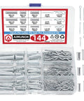 144 Piece Clevis Pin And Cotter Pin Kit With 15 Sizes Zinc Plated Flat Head Pins R Clips Hair Pin Assortment
