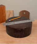 Stainless Steel Center Finder Ruler With No Guesswork And Dual Scale, 12 Inch Metal Measuring Tool on wooden block with pencil