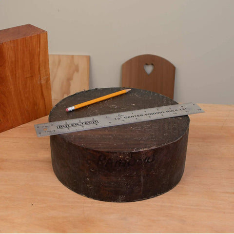 Stainless Steel Center Finder Ruler With No Guesswork And Dual Scale, 12 Inch Metal Measuring Tool on wooden block with pencil
