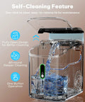 Self-Cleaning feature of Snappy Countertop Nugget Ice Maker With SelfClean Tech, showcasing water flow and easy-access lid.